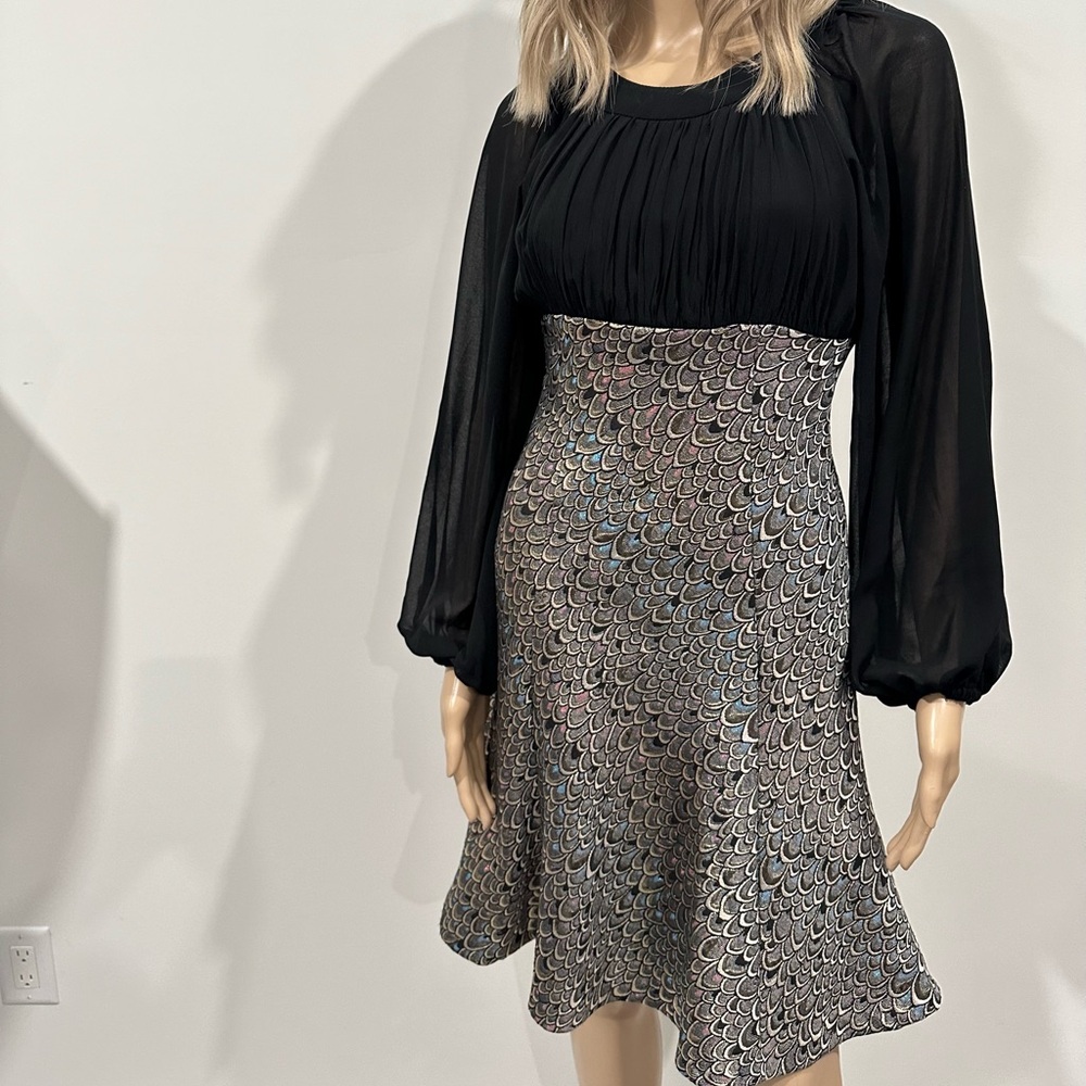 Traffic People Black Silver Trumpet Cocktail Dress NWT